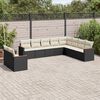vidaXL 10 Piece Garden Sofa Set with Cushions Black Poly Rattan