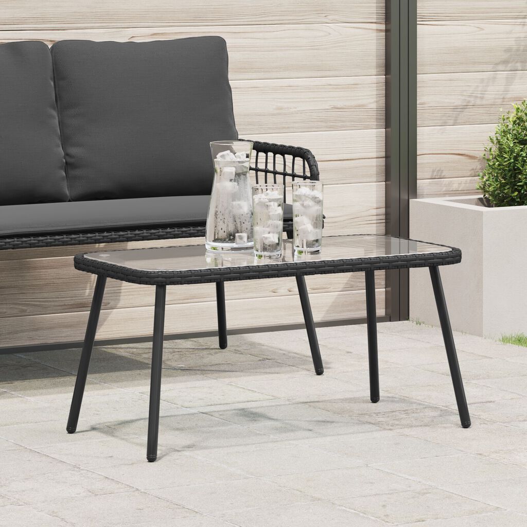 vidaXL Coffee Table Black 90x45x42 cm Poly Rattan