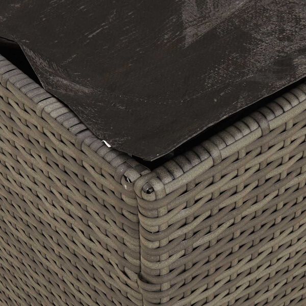 vidaXL Storage Box Grey and Navy Blue Rattan and Fabric Cushion Medium