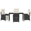 vidaXL Garden Dining Set with Cushion 5 pcs Black Poly Rattan
