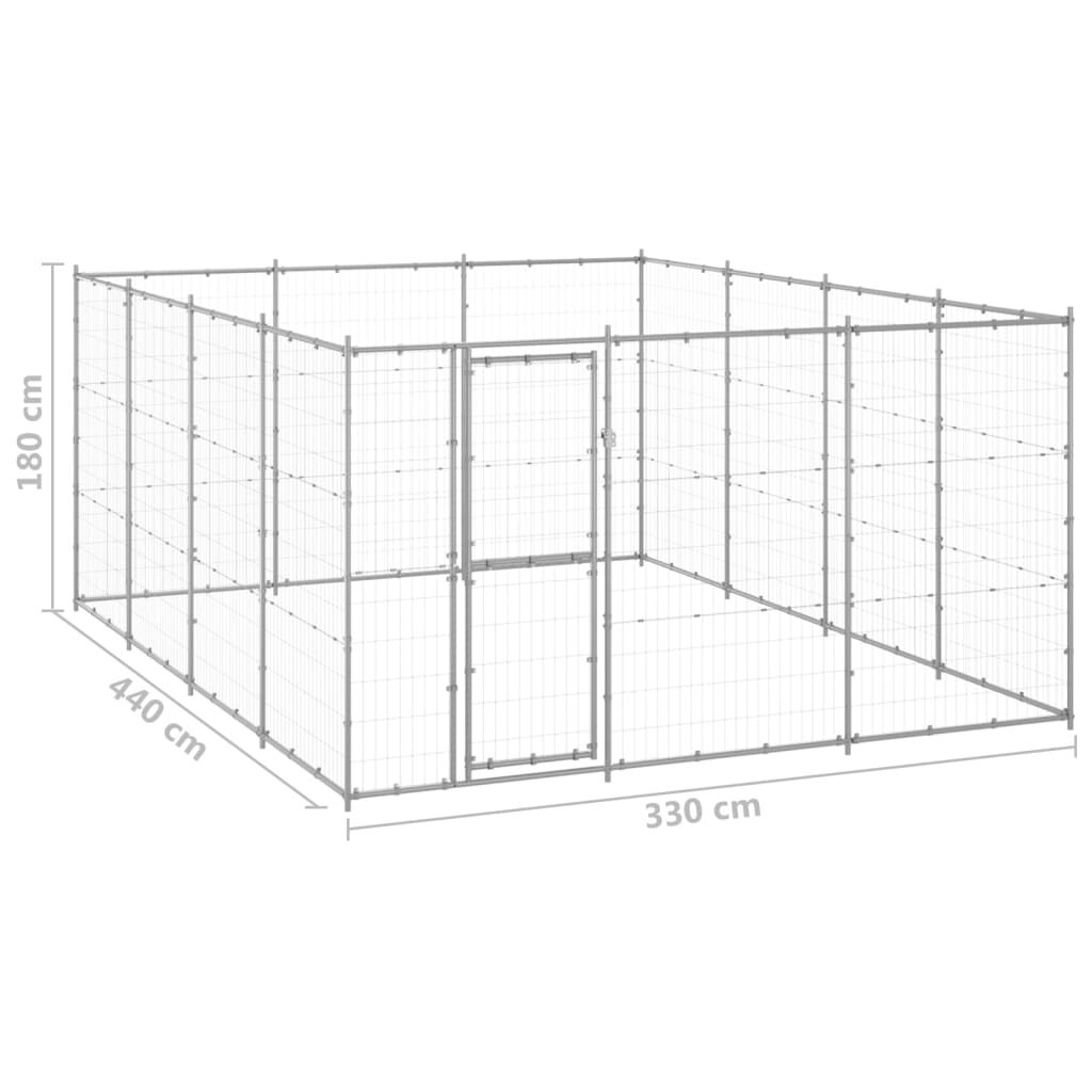 vidaXL Outdoor Dog Kennel Galvanised Steel 14.52 m²
