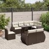 vidaXL 9 Piece Garden Sofa Set with Cushions Brown Poly Rattan