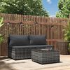 vidaXL 3 Piece Garden Lounge Set with Cushions Grey Poly Rattan