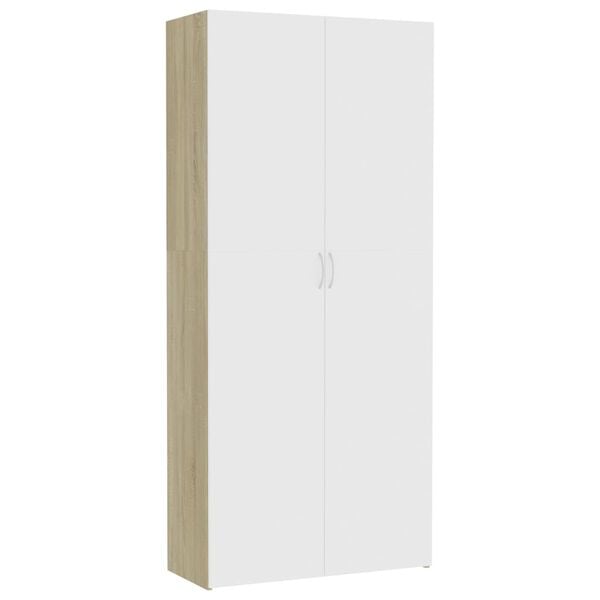 vidaXL Storage Cabinet White and Sonoma Oak 80x35.5x180 cm Engineered Wood