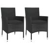 vidaXL 3 Piece Garden Bistro Set with Cushions Black Poly Rattan