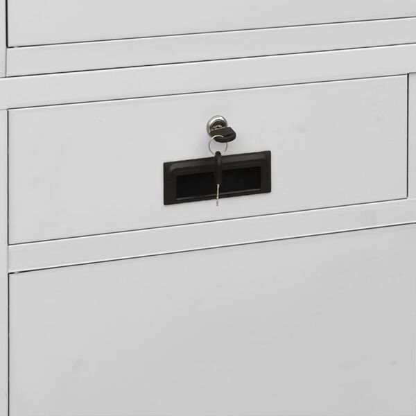 vidaXL Office Cabinet Light Grey 90x40x180 cm Steel and Tempered Glass