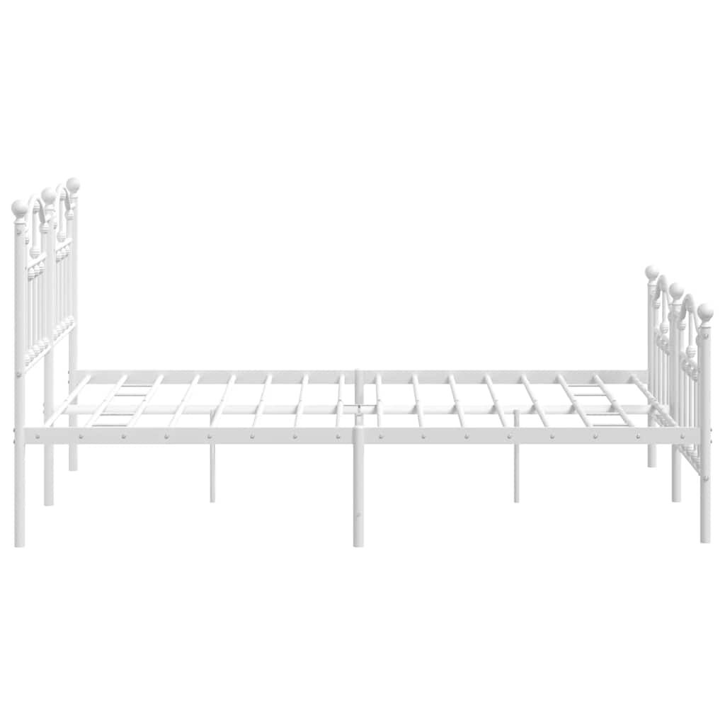 vidaXL Metal Bed Frame without Mattress with Footboard White 135x190cm