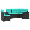 vidaXL 5 Piece Garden Sofa Set with Cushions Black Poly Rattan
