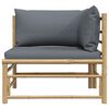 vidaXL Garden Corner Sofa with Dark Grey Cushions Bamboo