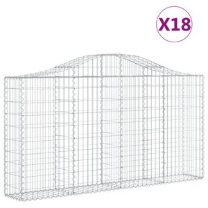 vidaXL Arched Gabion Baskets 18 pcs 200x30x100/120 cm Galvanised Iron