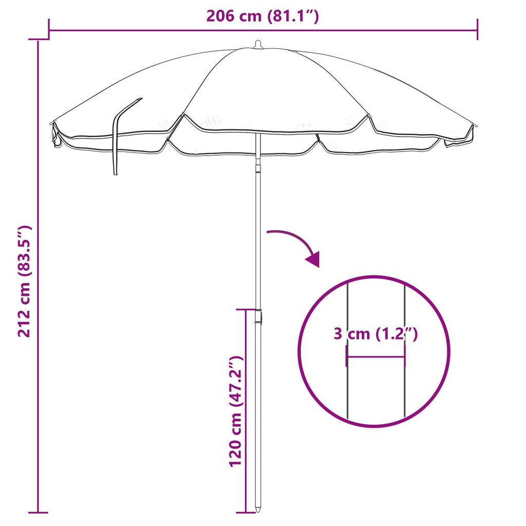 vidaXL Beach Parasol Blue 240 cm
