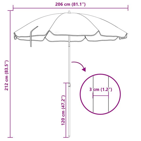 vidaXL Beach Parasol Blue 240 cm