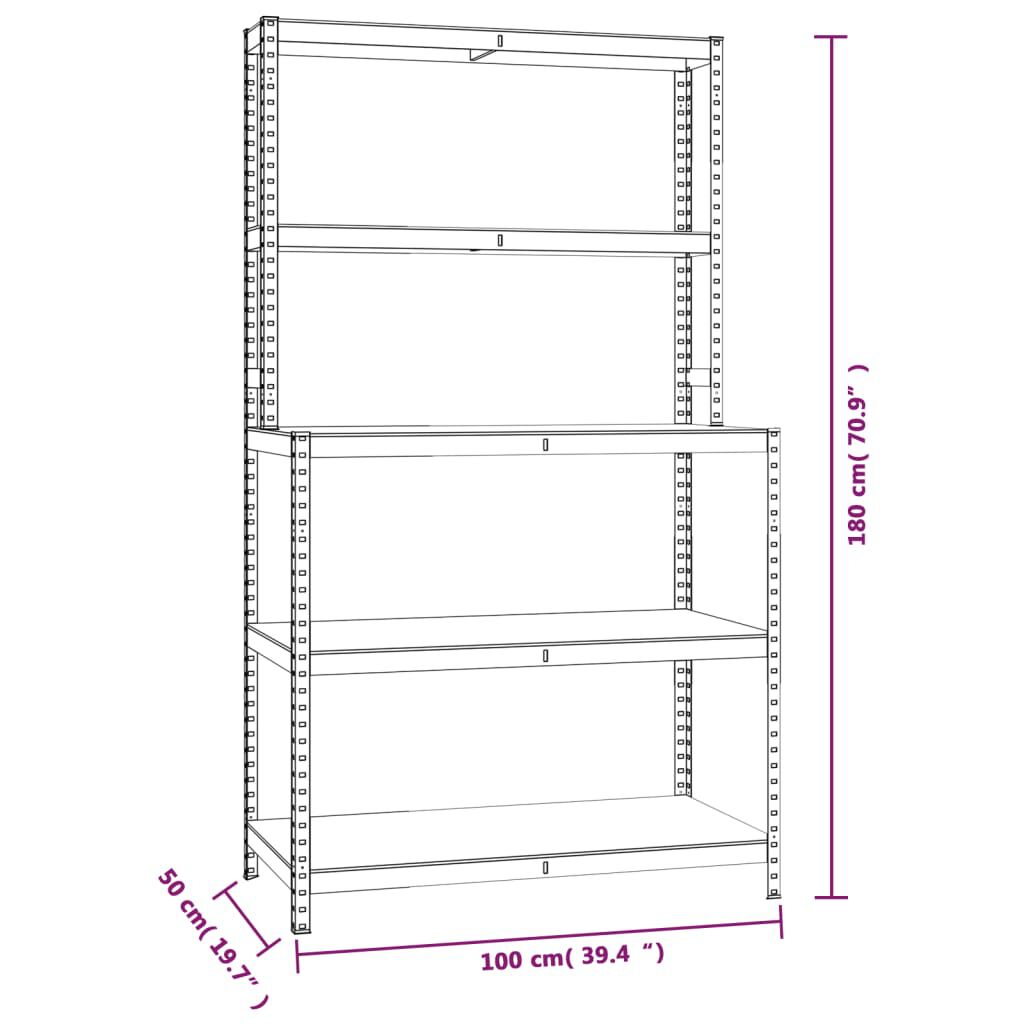 vidaXL 5-Layer Work Table with Shelves Anthracite Steel&Engineered Wood