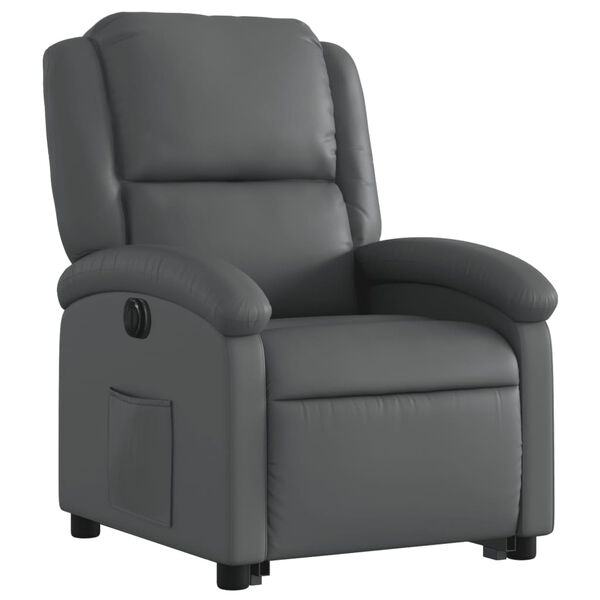 vidaXL Electric Stand up Recliner Chair Grey Faux Leather