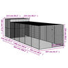 vidaXL Dog House with Run Anthracite 214x661x181 cm Galvanised Steel