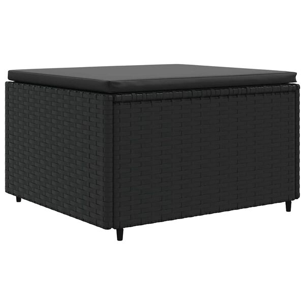 vidaXL 7 Piece Garden Lounge Set with Cushions Black Poly Rattan