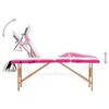 vidaXL Foldable Massage Table 4 Zones Wood White and Pink