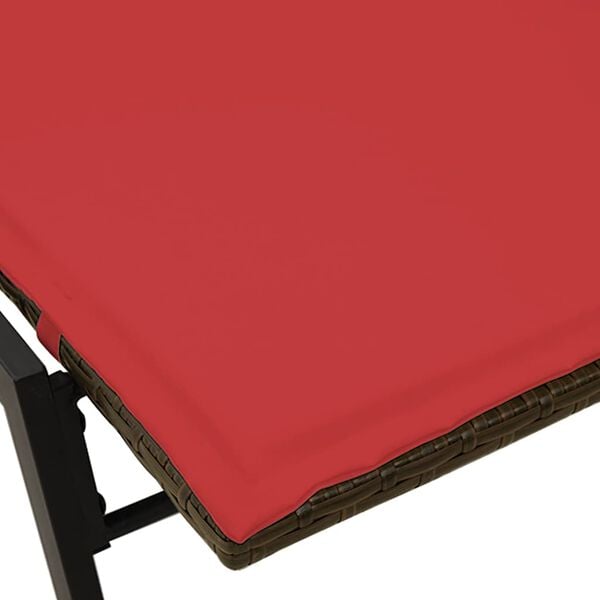 vidaXL Sun Lounger with Cushion Brown Poly Rattan