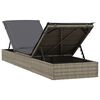 vidaXL Sunbeds 2 pcs with Table Grey Poly Rattan