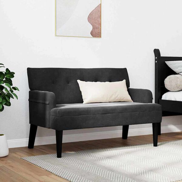 vidaXL Bench Black 112 x 65.5 x 75 cm Velvet