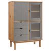vidaXL Highboard "OTTA" Brown and Grey 85x43x125 cm Solid Wood Pine