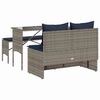 vidaXL 3 Piece Garden Dining Set with Cushions Grey Poly Rattan