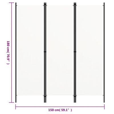 vidaXL 3-Panel Room Divider White 150x180 cm