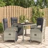 vidaXL 5 Piece Garden Dining Set with Cushions Grey Poly Rattan