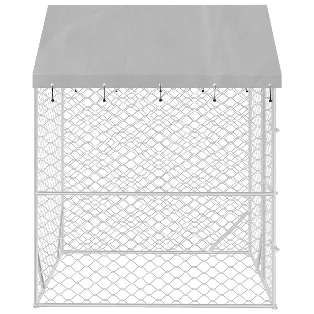 vidaXL Outdoor Dog Kennel with Roof Silver 2x2x2.5 m Galvanised Steel