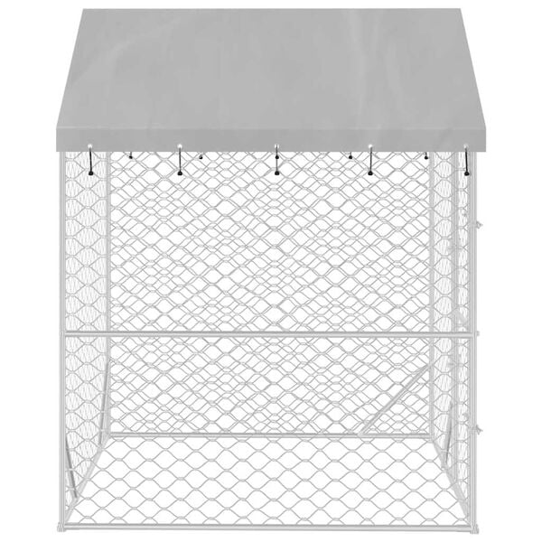 vidaXL Outdoor Dog Kennel with Roof Silver 2x2x2.5 m Galvanised Steel