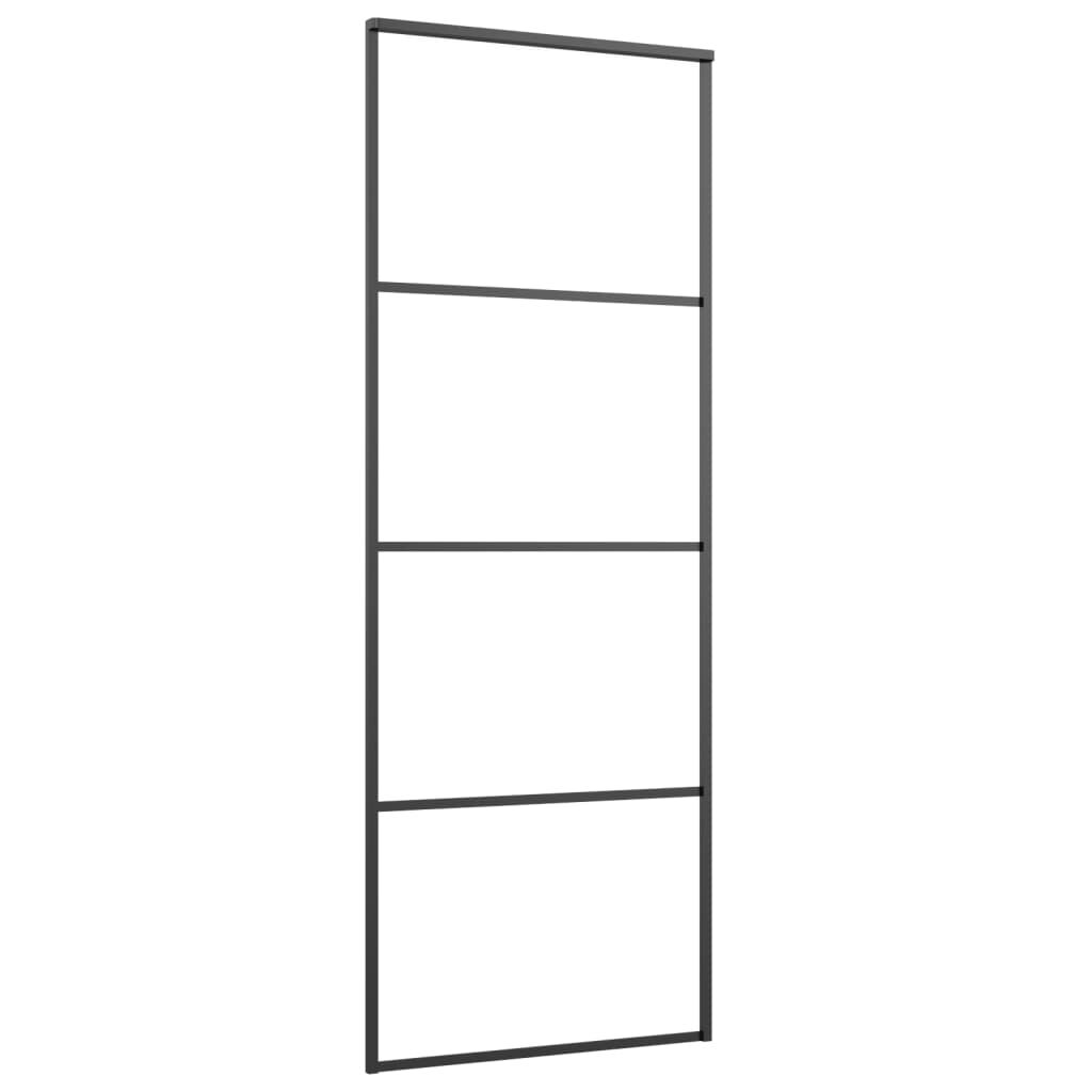 vidaXL Sliding Door Frosted ESG Glass and Aluminium 76x205 cm Black