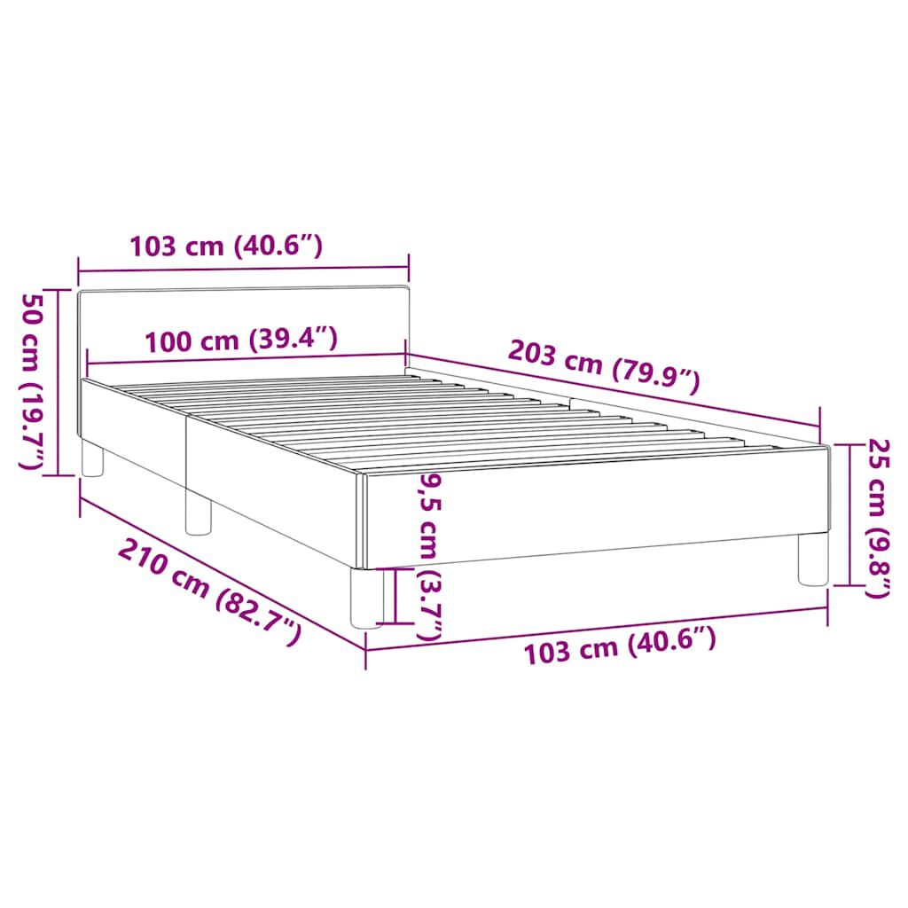vidaXL Bed Frame without Mattress Light Grey 100x203 cm Velvet