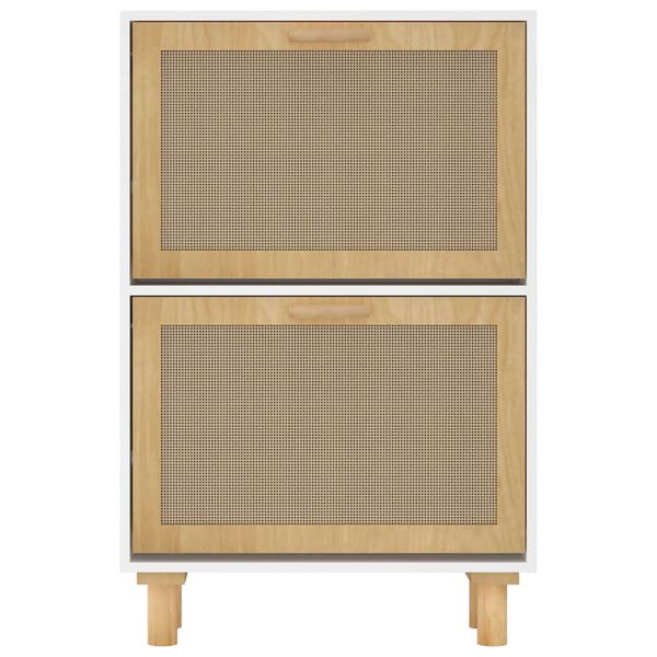 vidaXL Shoe Cabinet White 52x25x80 cm Engineered Wood&Natural Rattan