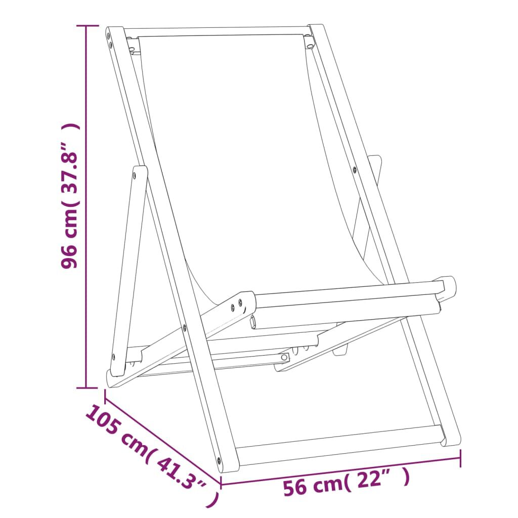 vidaXL Folding Beach Chair Solid Teak Wood Grey