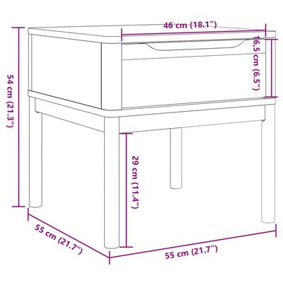 vidaXL Lamp Table FLORO Wax Brown 55x55x54 cm Solid Wood Pine