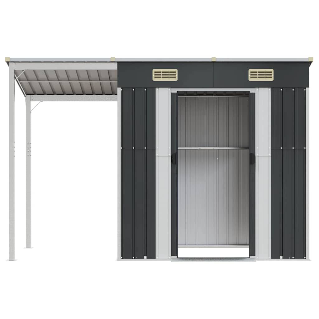 vidaXL Garden Shed with Extended Roof Anthracite 277x107x181 cm Steel