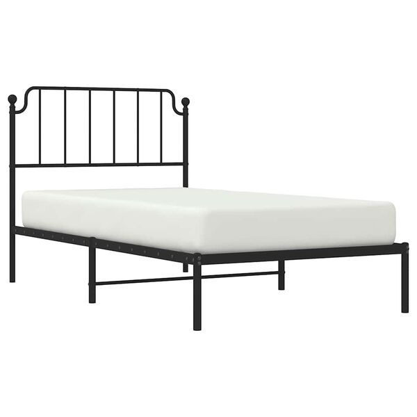 vidaXL Metal Bed Frame without Mattress with Headboard Black 100x190cm