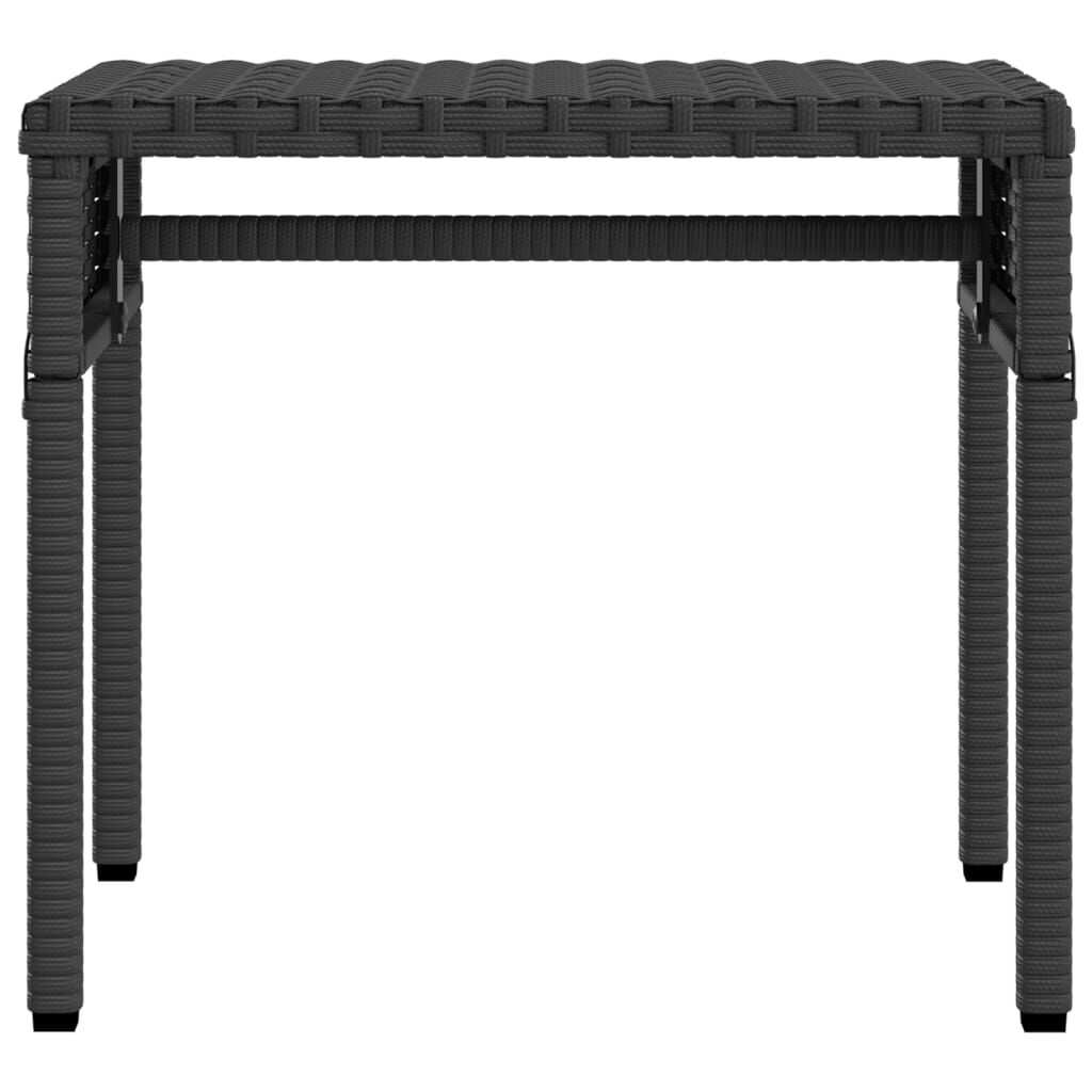 vidaXL Sun Lounger with Canopy and Table Black Poly Rattan