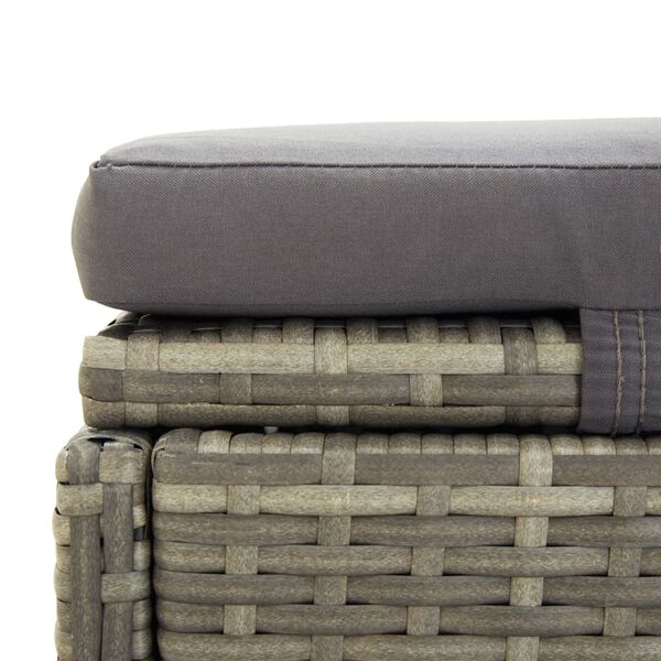 vidaXL Sunbed with Cushion Grey Poly Rattan