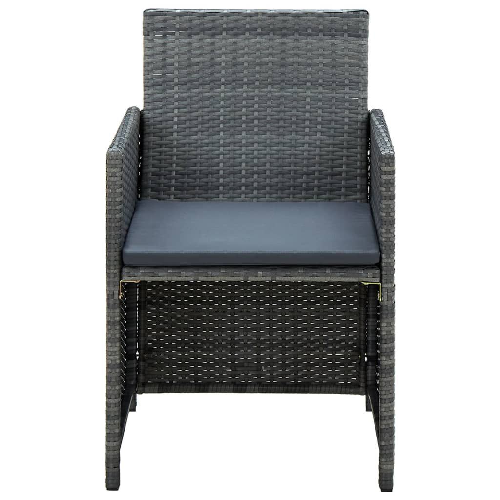 vidaXL 4 Piece Garden Lounge with Cushions Set Poly Rattan Grey