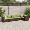 vidaXL 6 Piece Garden Lounge Set with Cushions Brown Poly Rattan