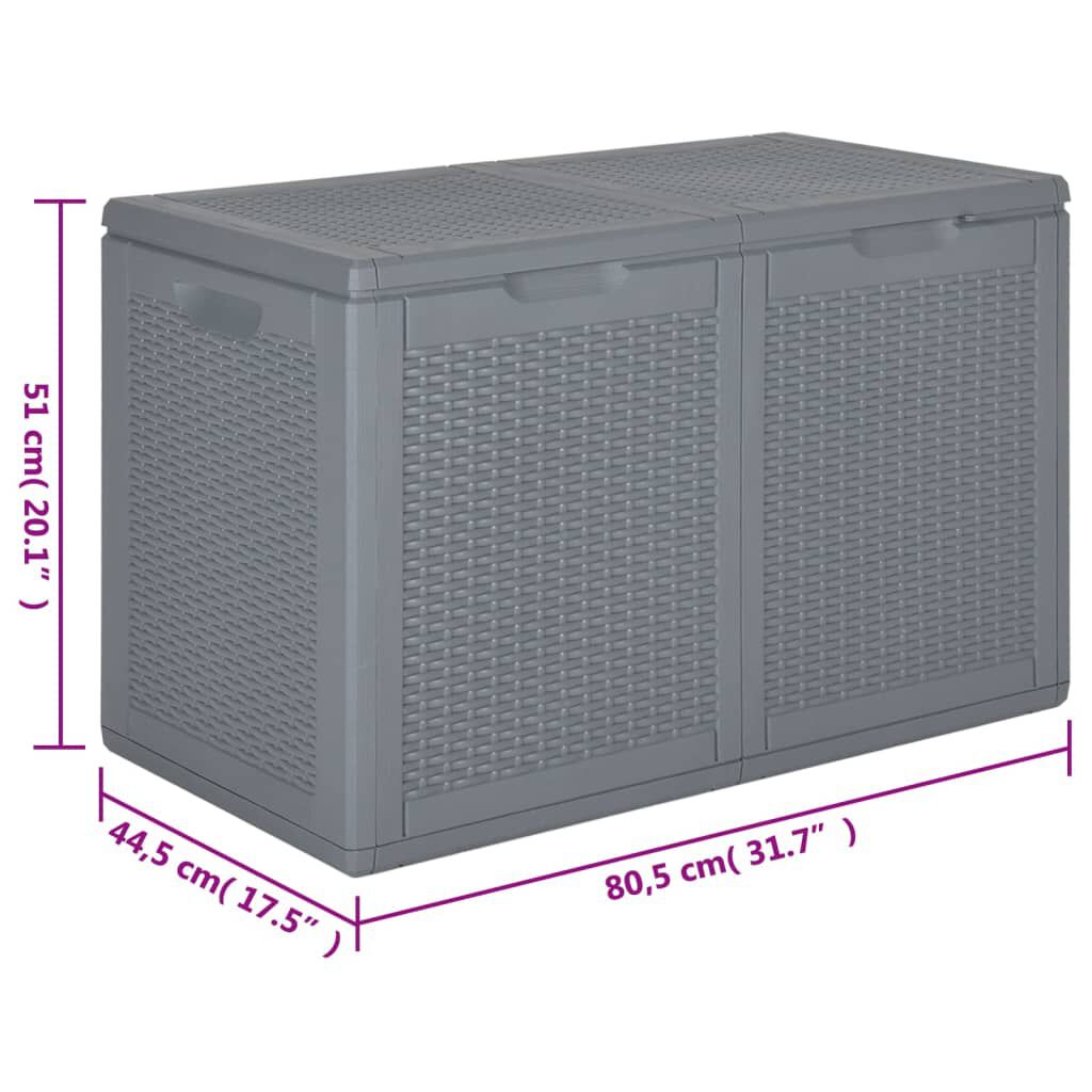 vidaXL Garden Storage Box Grey PP Rattan 180 L