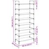 vidaXL Shoe Rack with 8 Shelves Metal and Non-woven Fabric Silver