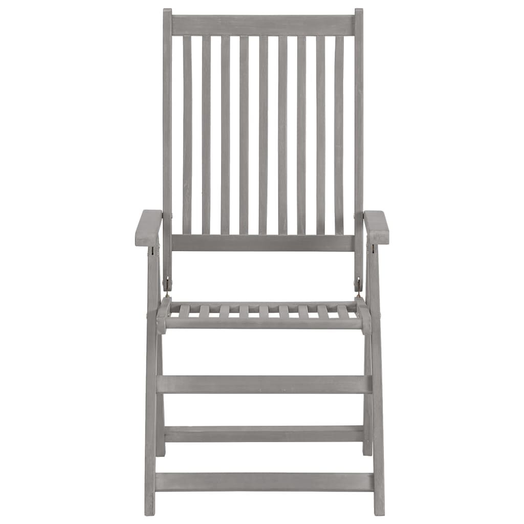 vidaXL Garden Reclining Chairs 2 pcs Grey Solid Acacia Wood