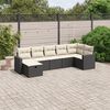 vidaXL 7 Piece Garden Sofa Set with Cushions Black Poly Rattan