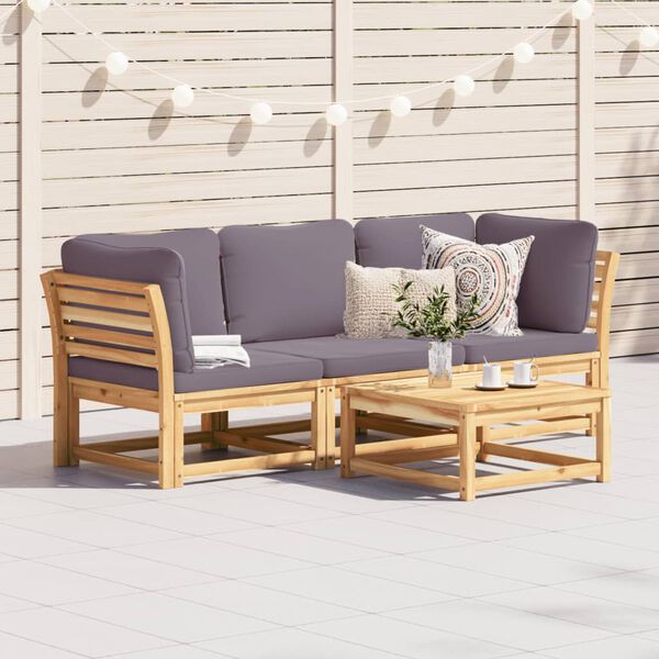 vidaXL 3 Piece Garden Lounge Set with Cushions Solid Wood Acacia