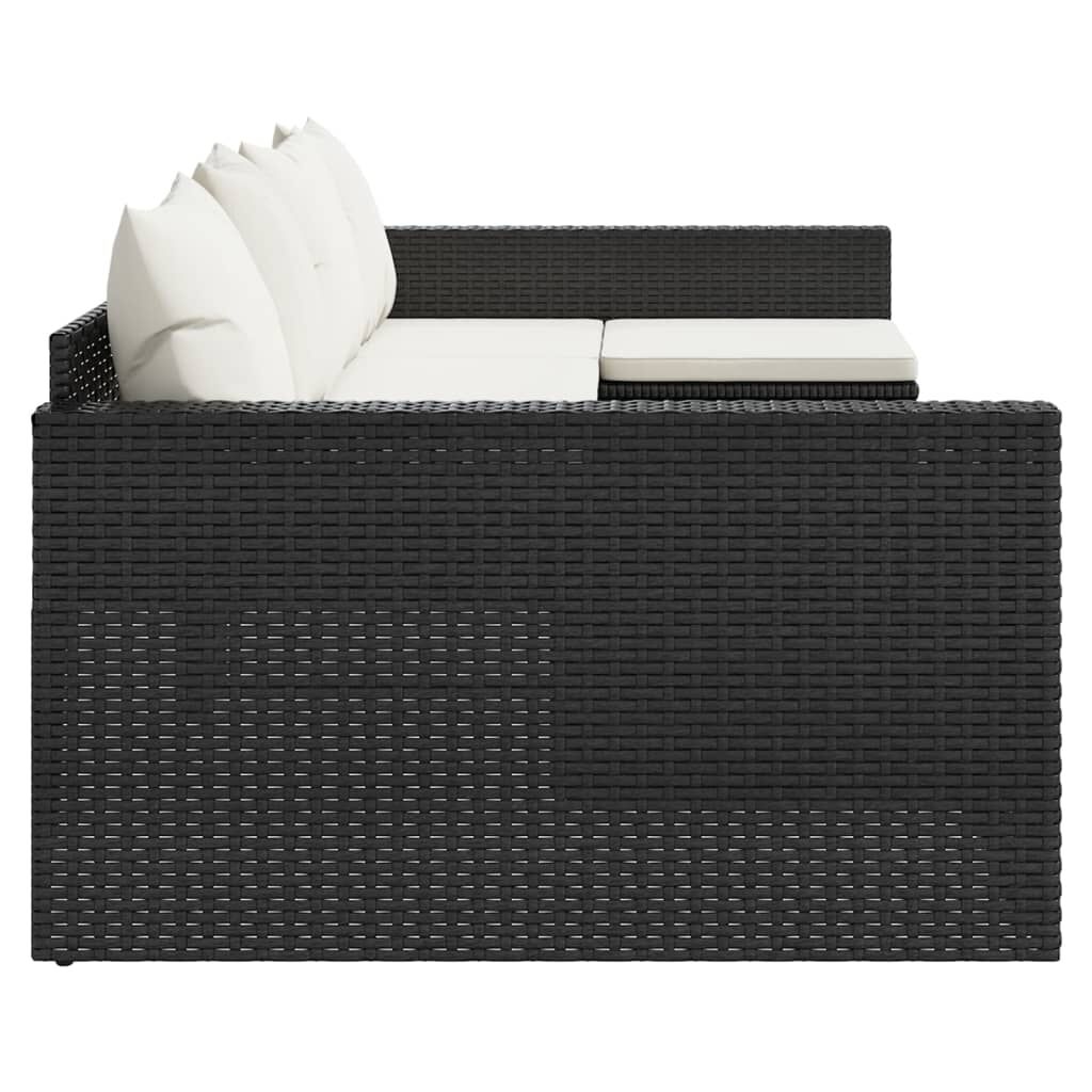 vidaXL 2 Piece Garden Lounge Set with Cushions Black Poly Rattan