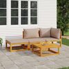 vidaXL 4 Piece Garden Lounge Set with Taupe Cushions Solid Wood