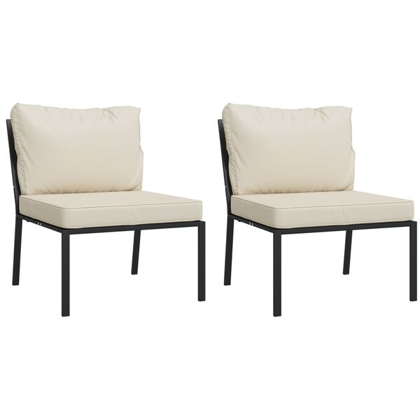 vidaXL 7 Piece Garden Lounge Set with Sand Cushions Steel