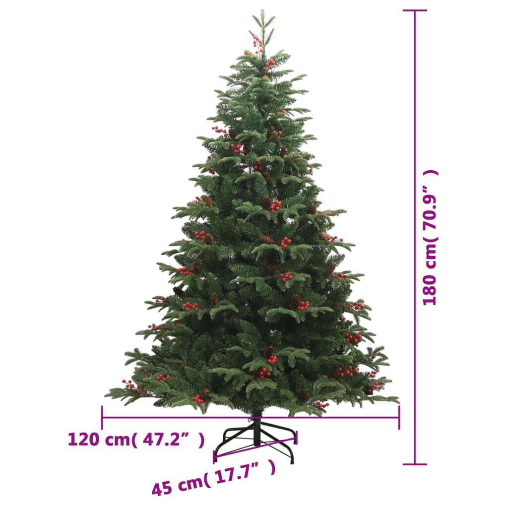 vidaXL Artificial Hinged Christmas Tree 300 LEDs 180 cm